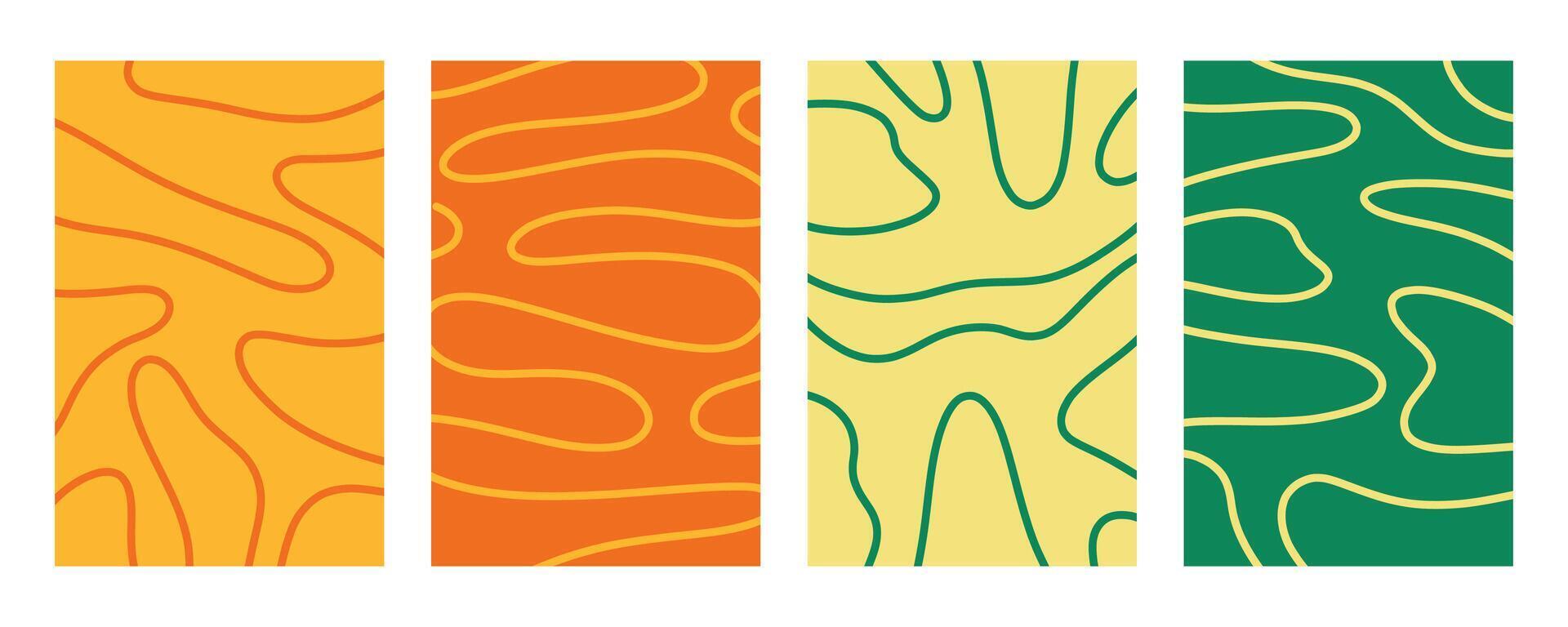Trendy abstract background set. Colorful modern objects from abstract lines. Wave lines. Striped background. vector
