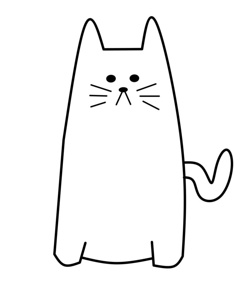 a cat is standing in a line drawing vector