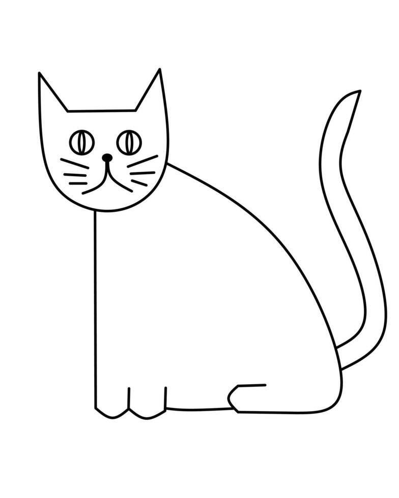 a cat is sitting in a line drawing vector