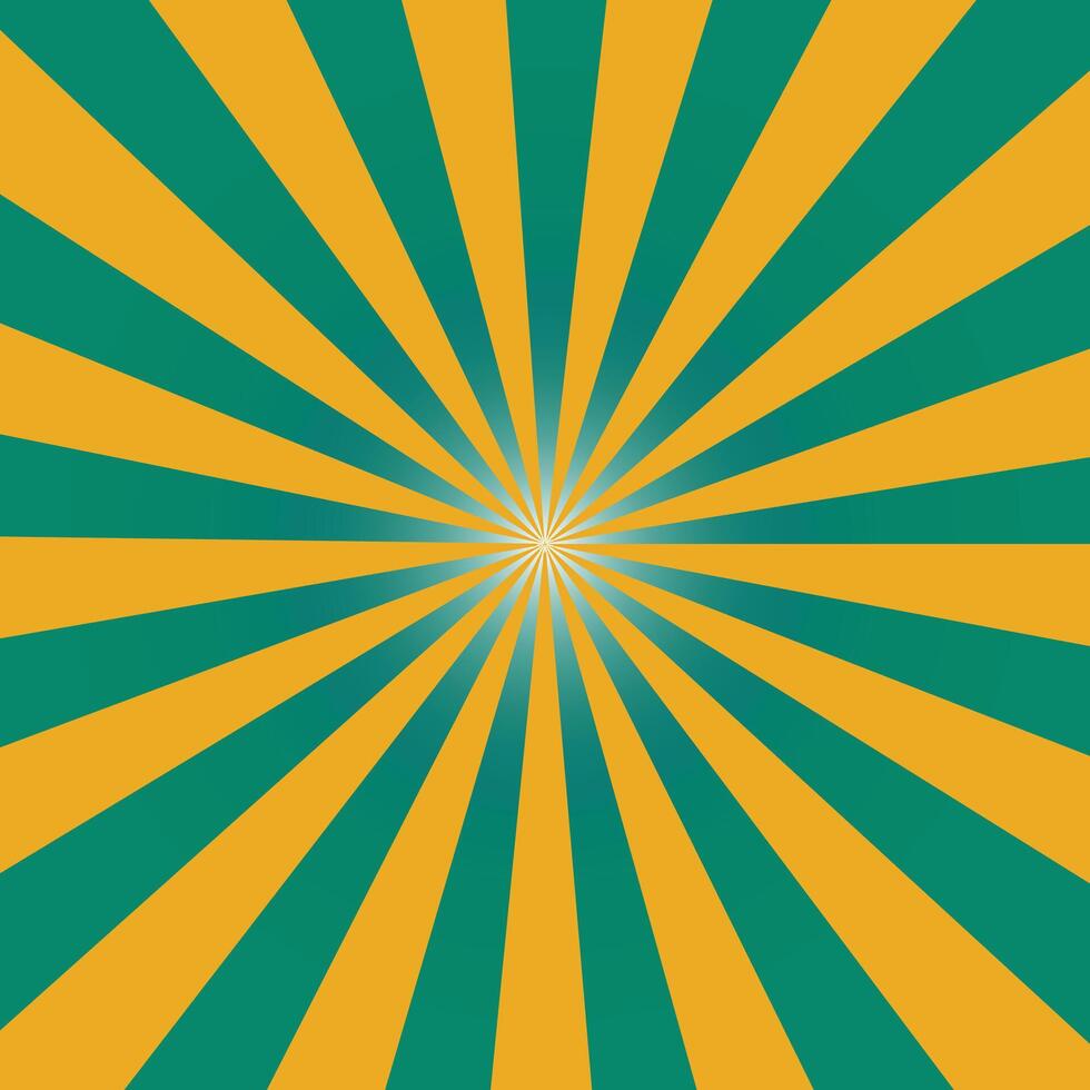 Yellow sun rays and sunburst with green backdrop background vector