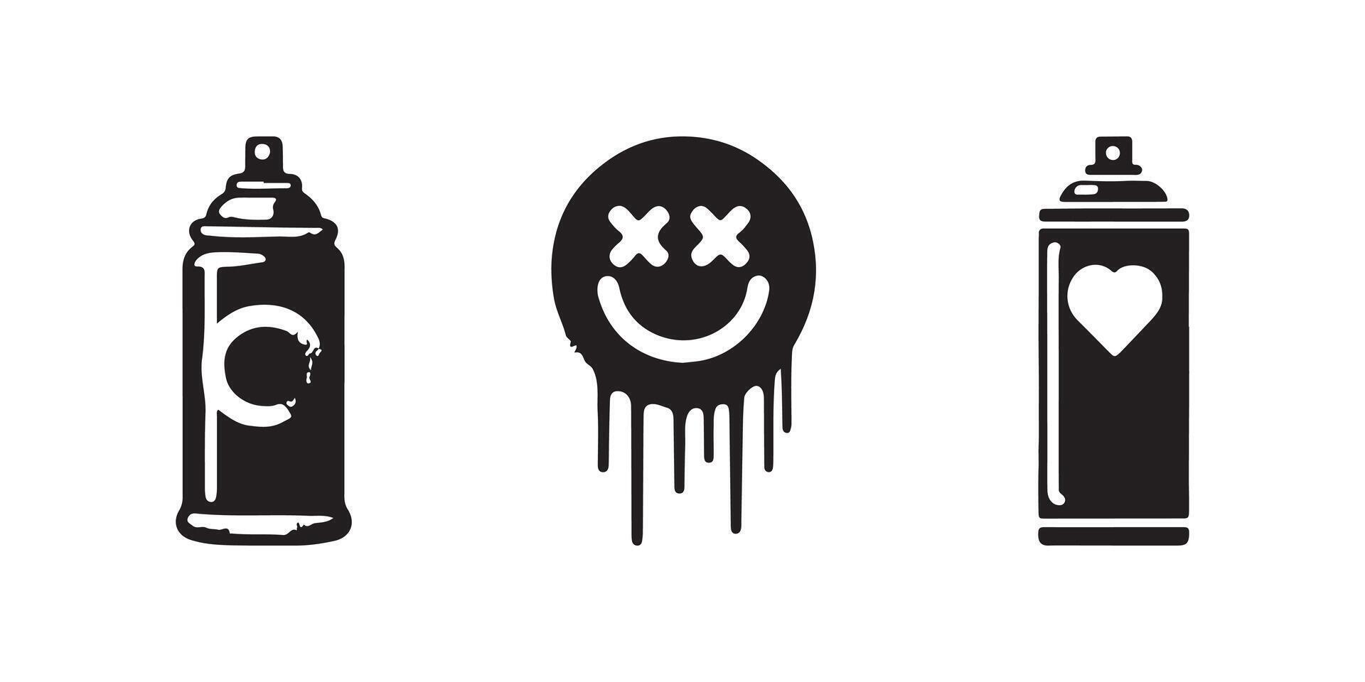 Gorgeous lovely spray-painted black graffiti with hand-drawn, grunge components that drip. Logo art set vector