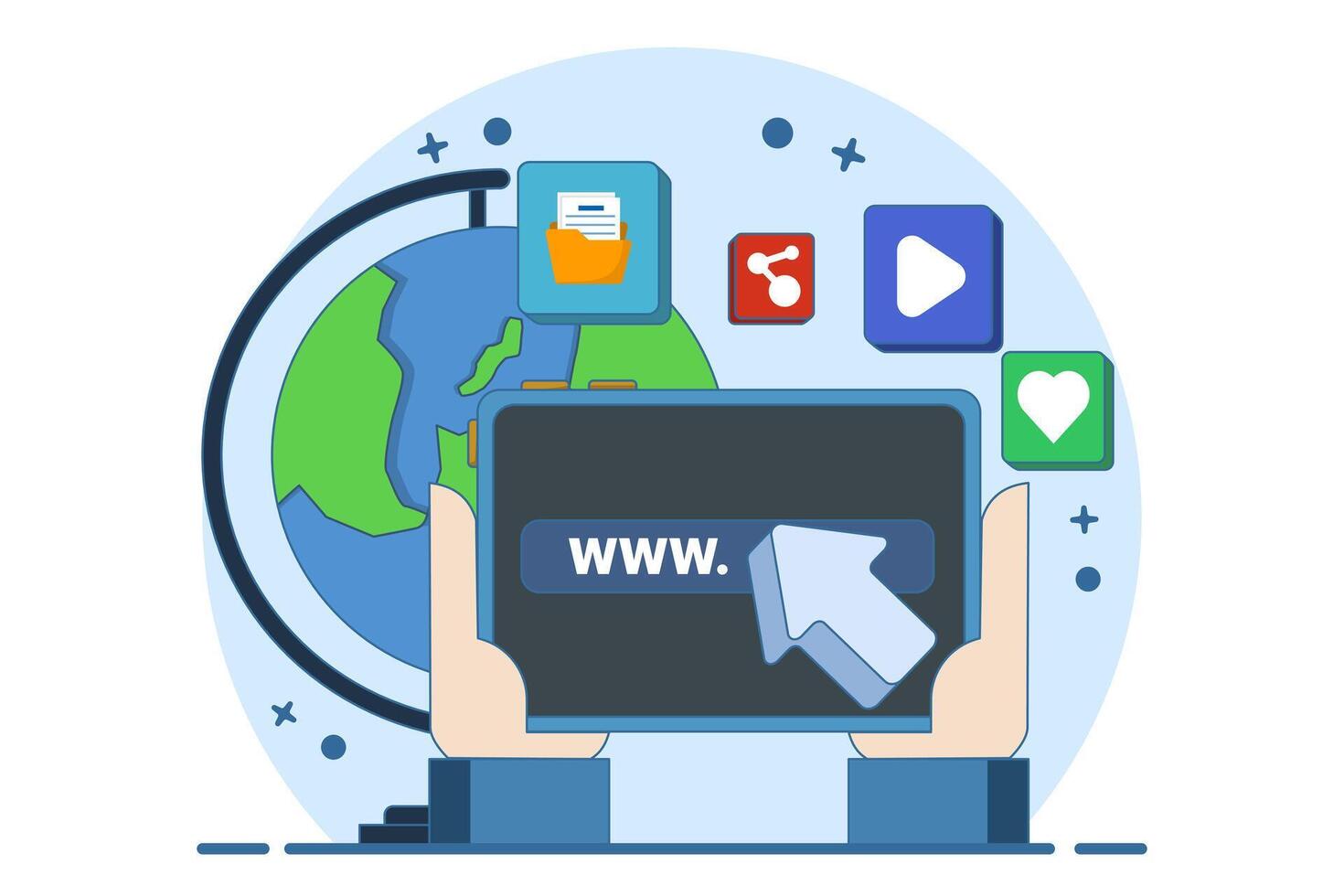 Website development concept, technology for business, online business platform, flat design illustrator banner. Modern Flat Style Content Web Design and Development. flat template. vector