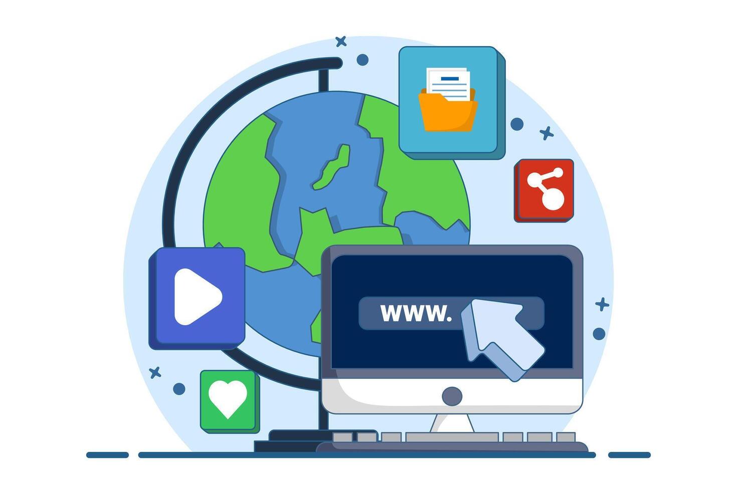 Website development concept, technology for business, online business platform, flat design illustrator banner. Modern Flat Style Content Web Design and Development. flat template. vector