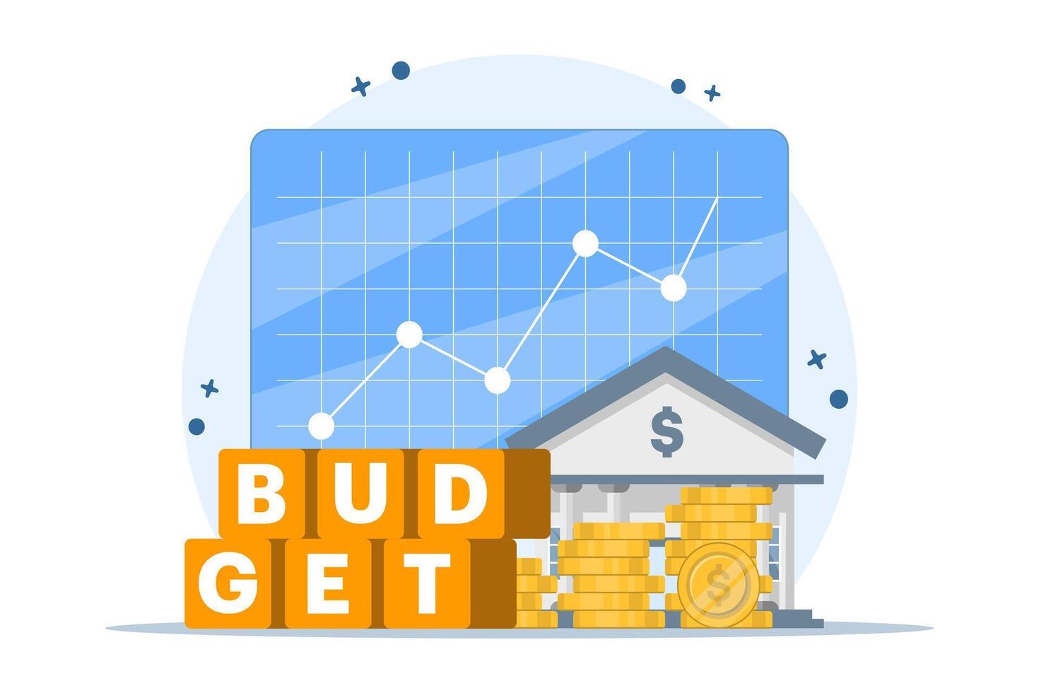 Financial budget planning concept for future, Steps towards financial growth, Investment strategies to make money, plan to invest or manage wealth to make profit, digital planning and marketing. vector