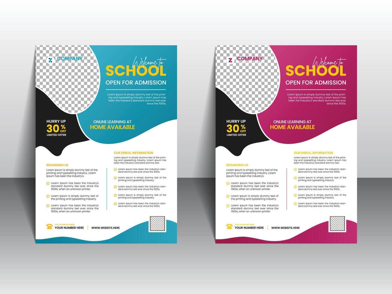 School admission social media post and school admission leaflet design template vector