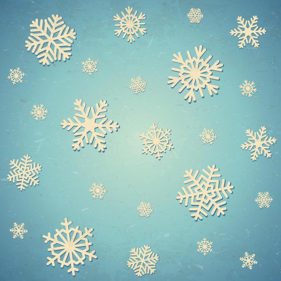 Aged card with snowflakes vector