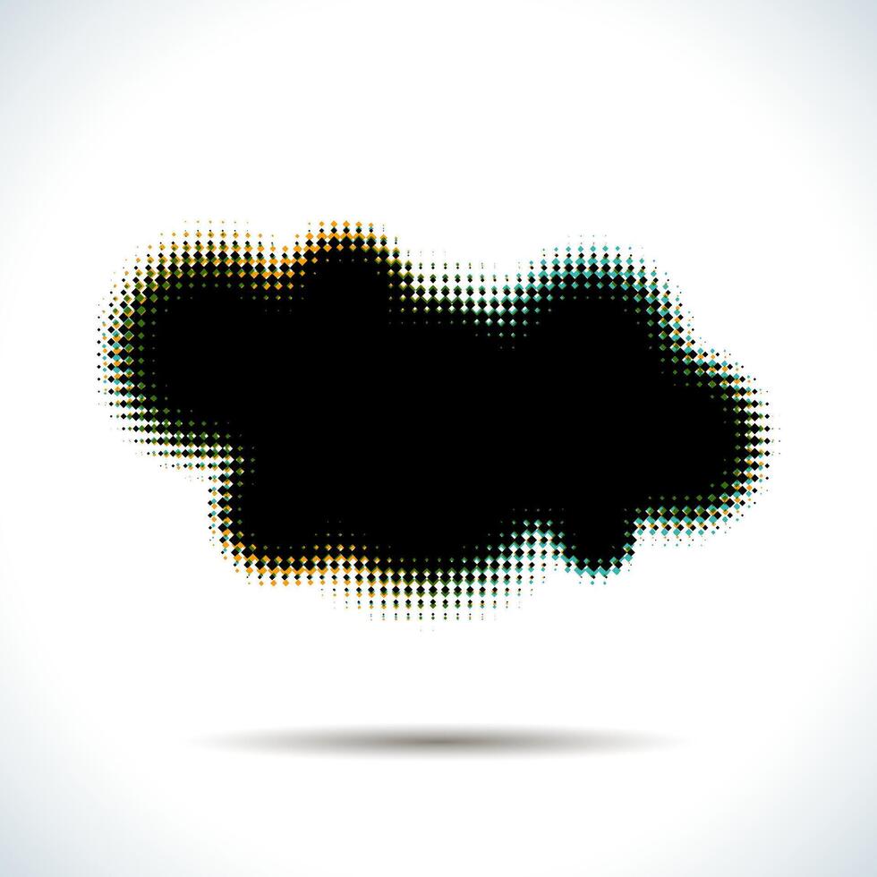 Halftone cloud shape with color aberrations vector