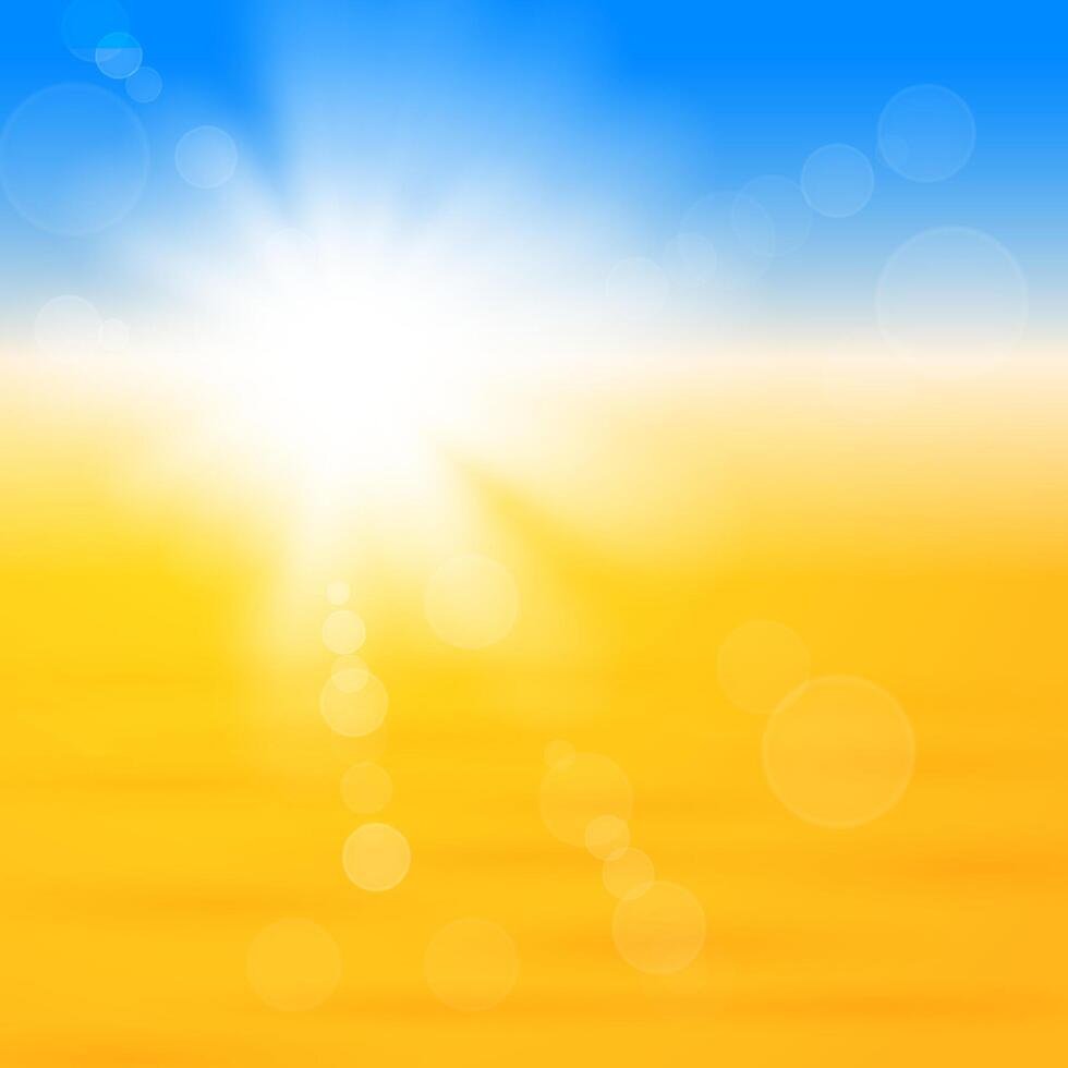 Background with shiny sun over the sand vector