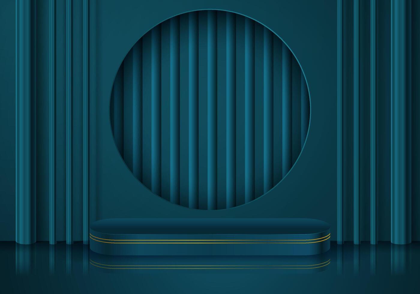 Blue cylinder on a dark blue background with natural glass vibe. Perfect three dimensional illustration for showing your products. vector