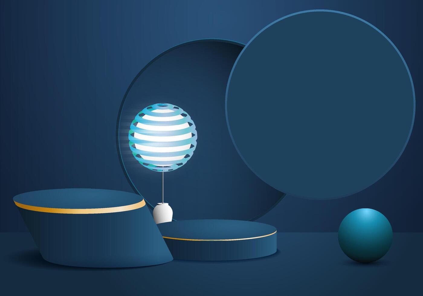 Blue cylinder on a dark blue background with natural shadows. Perfect three dimensional illustration for showing your products. vector