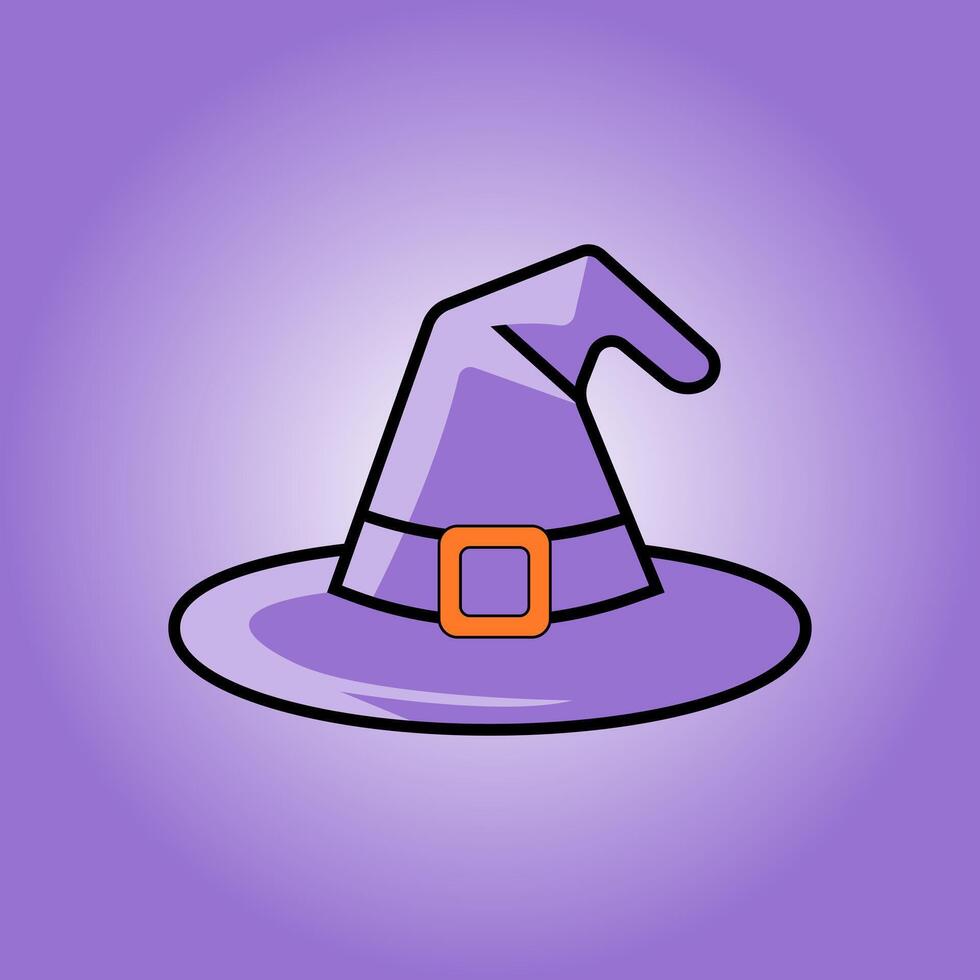 Purple Witch Hat with Pumpkin Buckle vector