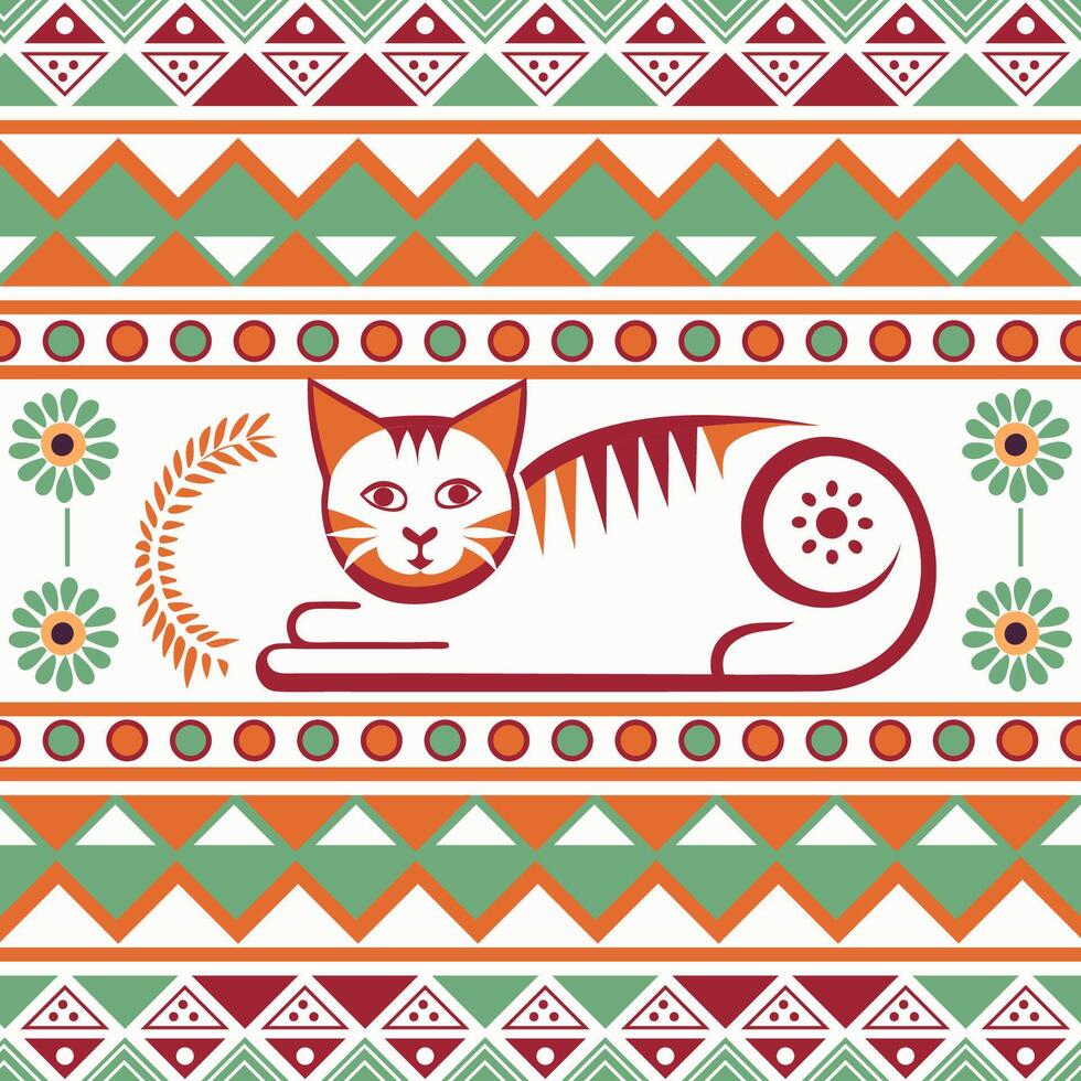 cat on a white background border vector
