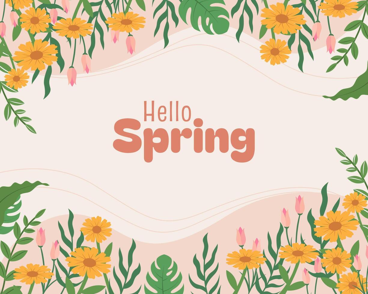 Spring background with beautiful flowers vector
