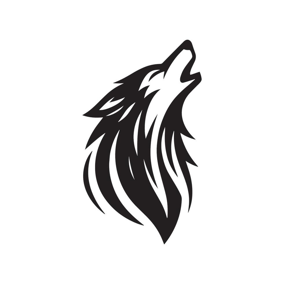 A black and white wolf logo vector