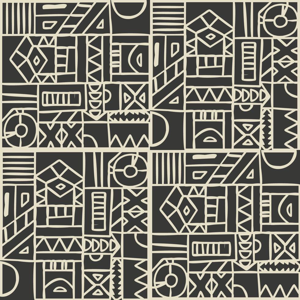 ethnic hand drawing doodle pattern vector