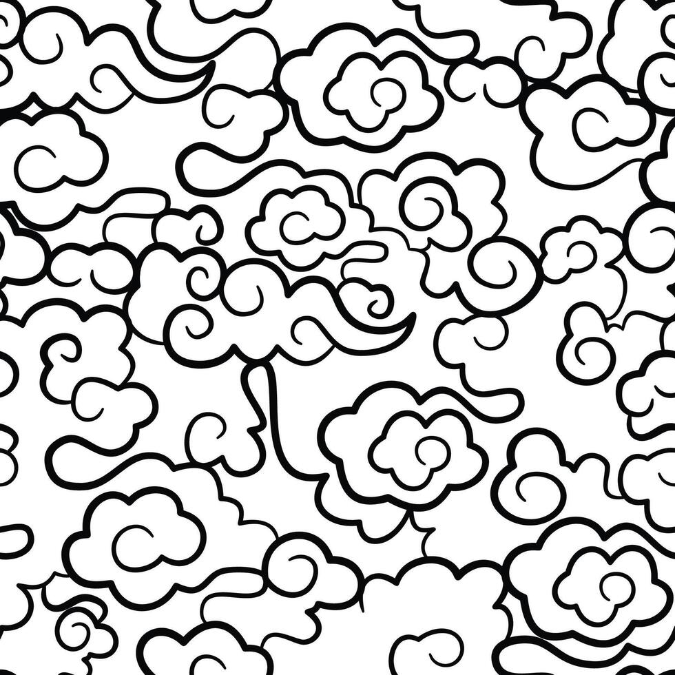 monochrome chinese cloud seamless pattern vector
