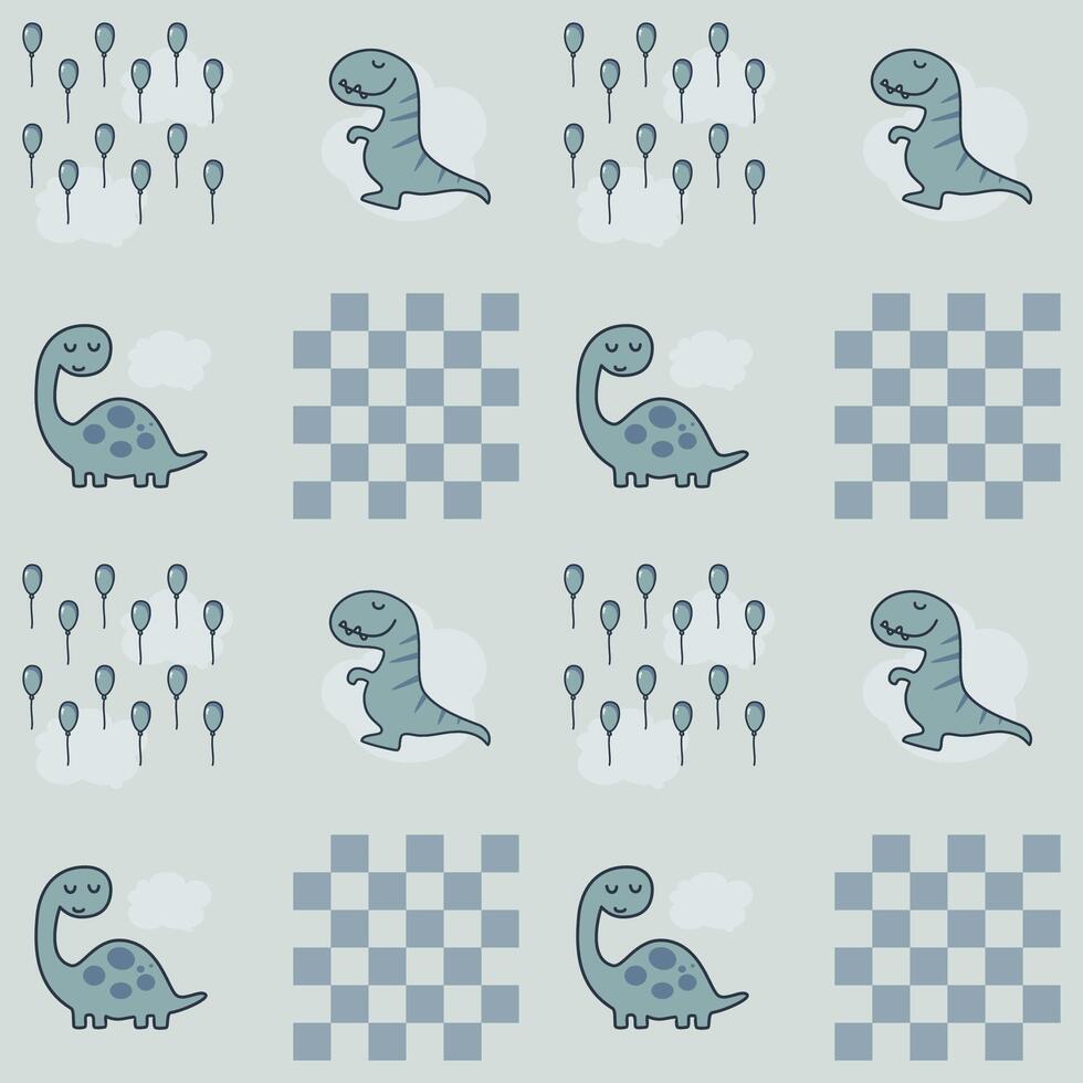 dino and balloon kids pattern vector