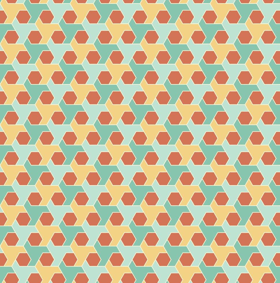 retro color hexagonal textile pattern vector