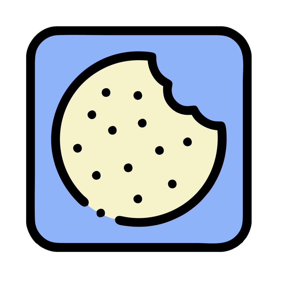 A cookie icon on a blue background vector