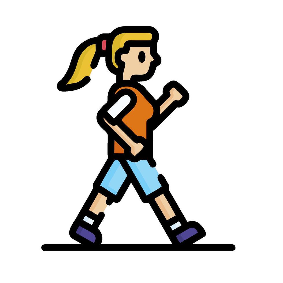 A girl walking with her hair in a ponytail vector