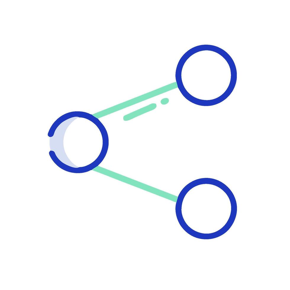 A diagram of two circles connected by a line vector