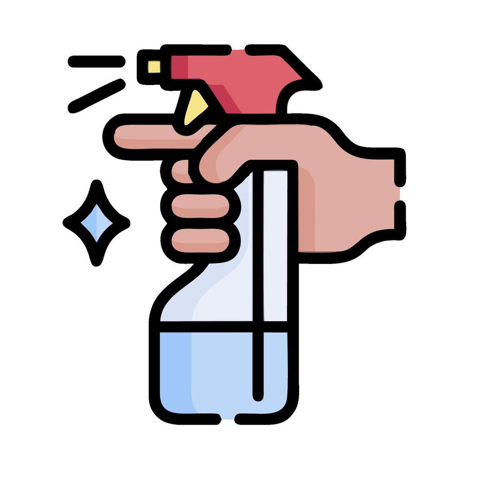 Hand holding spray bottle with spray nozzle vector