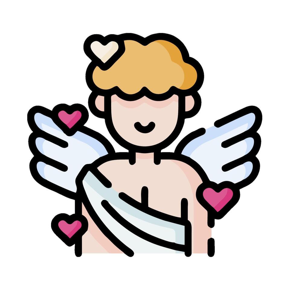 Cupid icon with hearts and wings vector