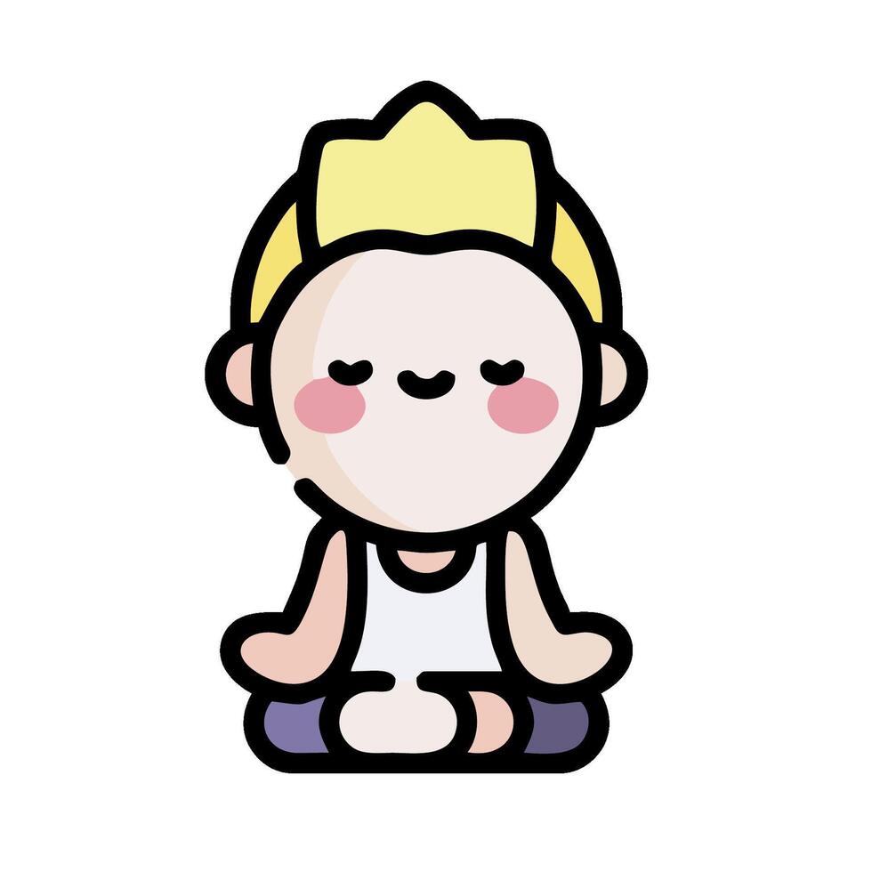 A cartoon character sitting in a lotus position vector