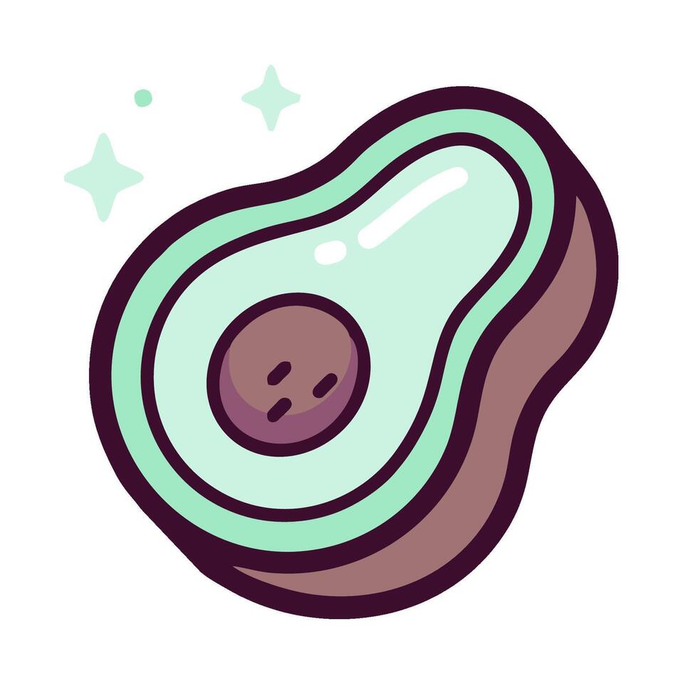 An avocado is shown in a cartoon style vector