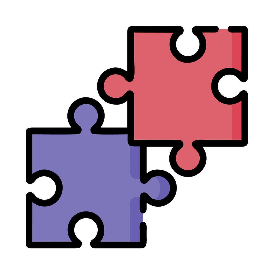 Two puzzle pieces with one red and one blue vector