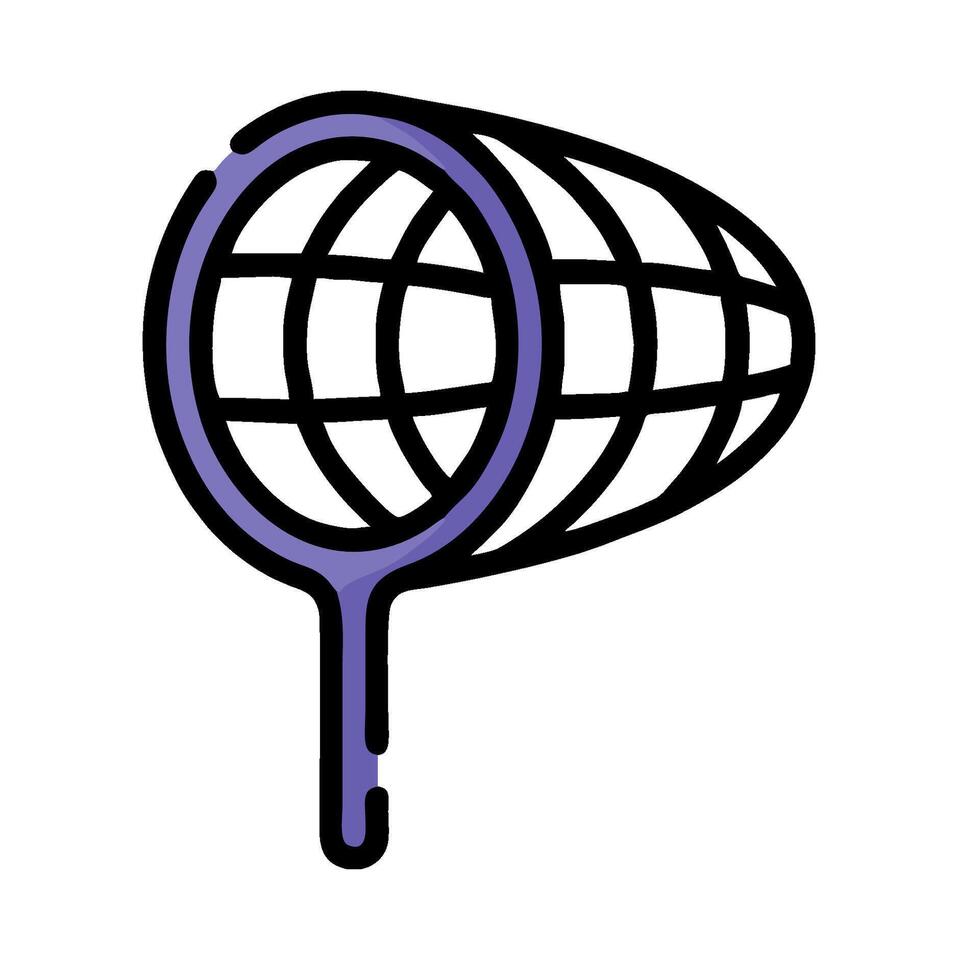 A purple and black globe with a net on it vector