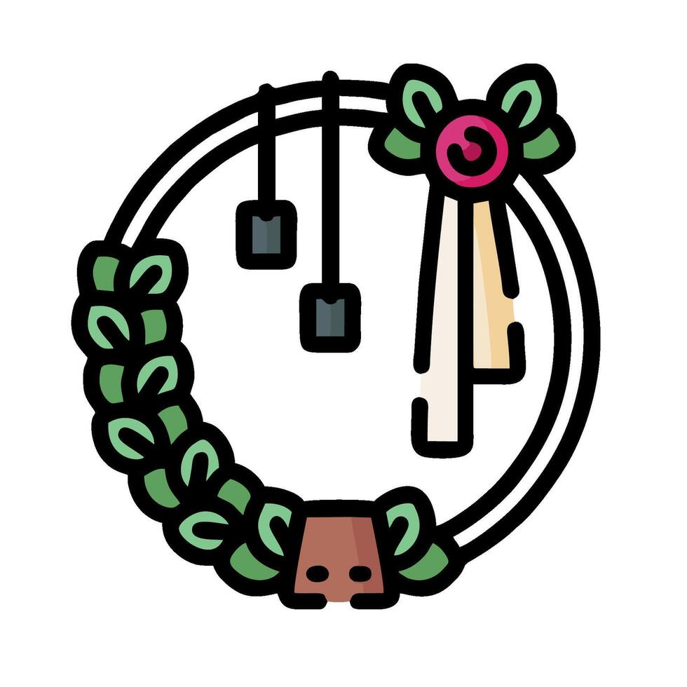 A wreath with a flower and a bow on it vector