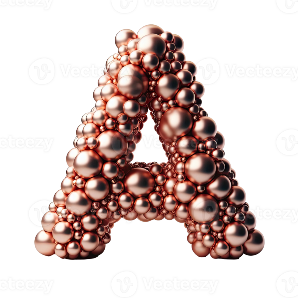 A letter made of copper spheres png