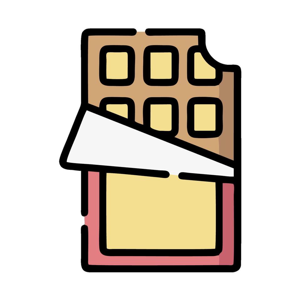 A piece of chocolate with a piece of paper on it vector