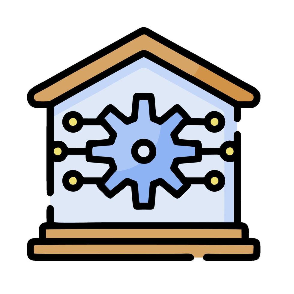 A house with a gear wheel inside vector