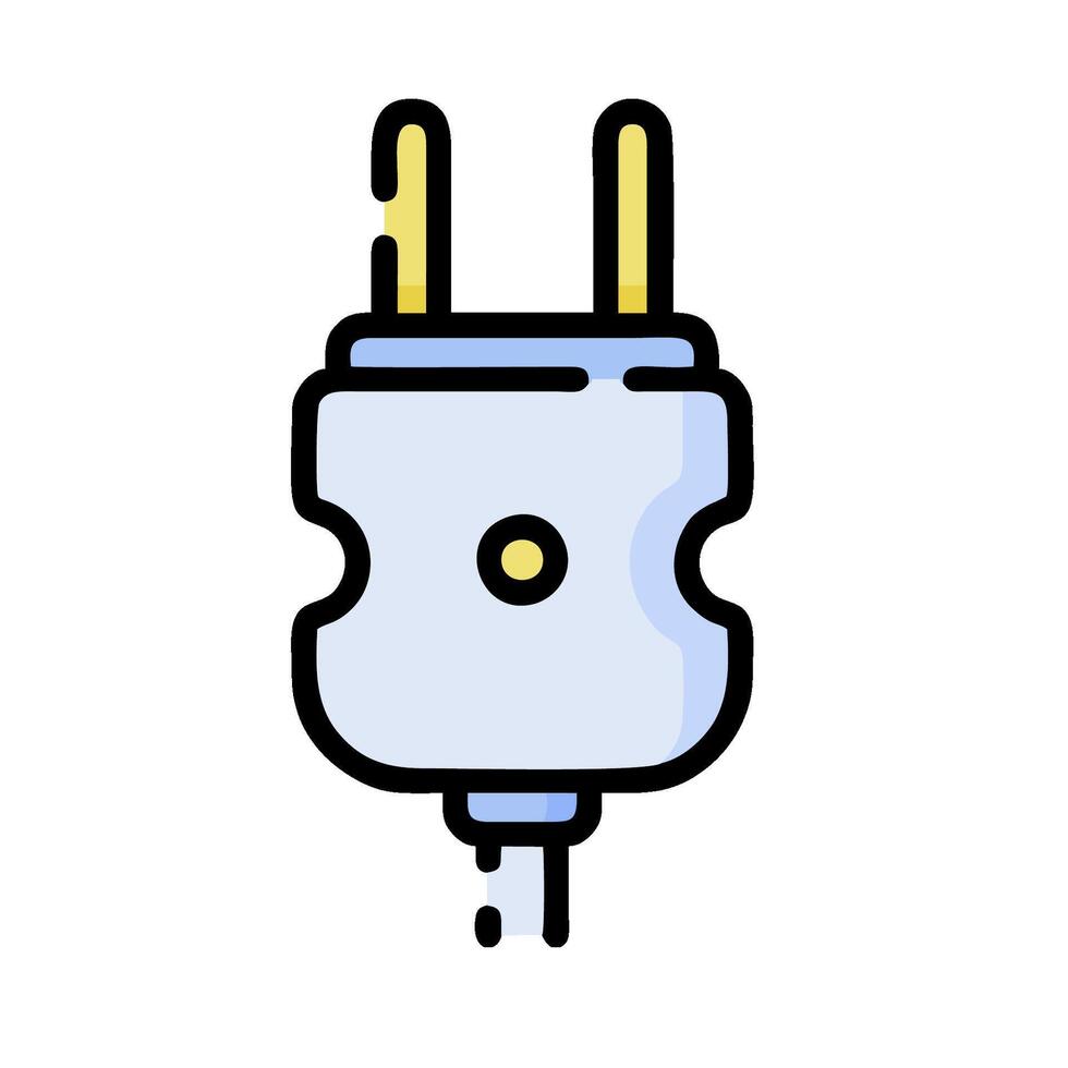 A blue plug with yellow wires on it vector