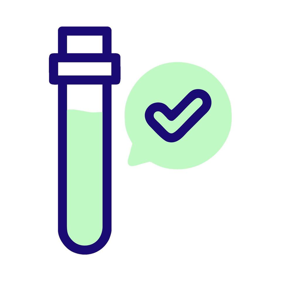 A test tube with a tick and a green bubble vector