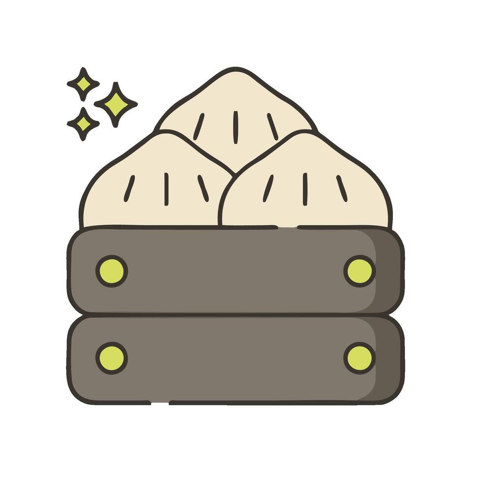 A stack of dumplings in a wooden box vector