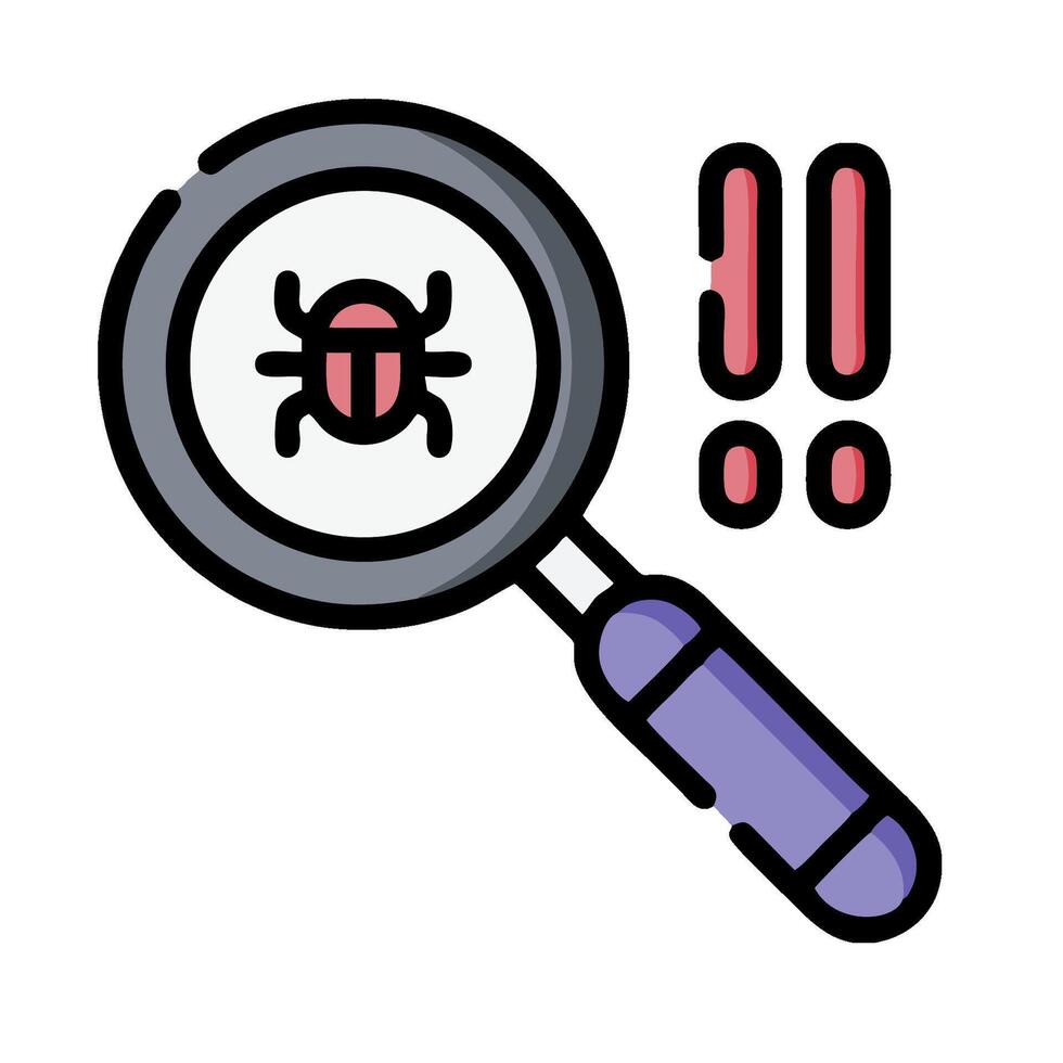 A magnifying glass with a bug on it vector