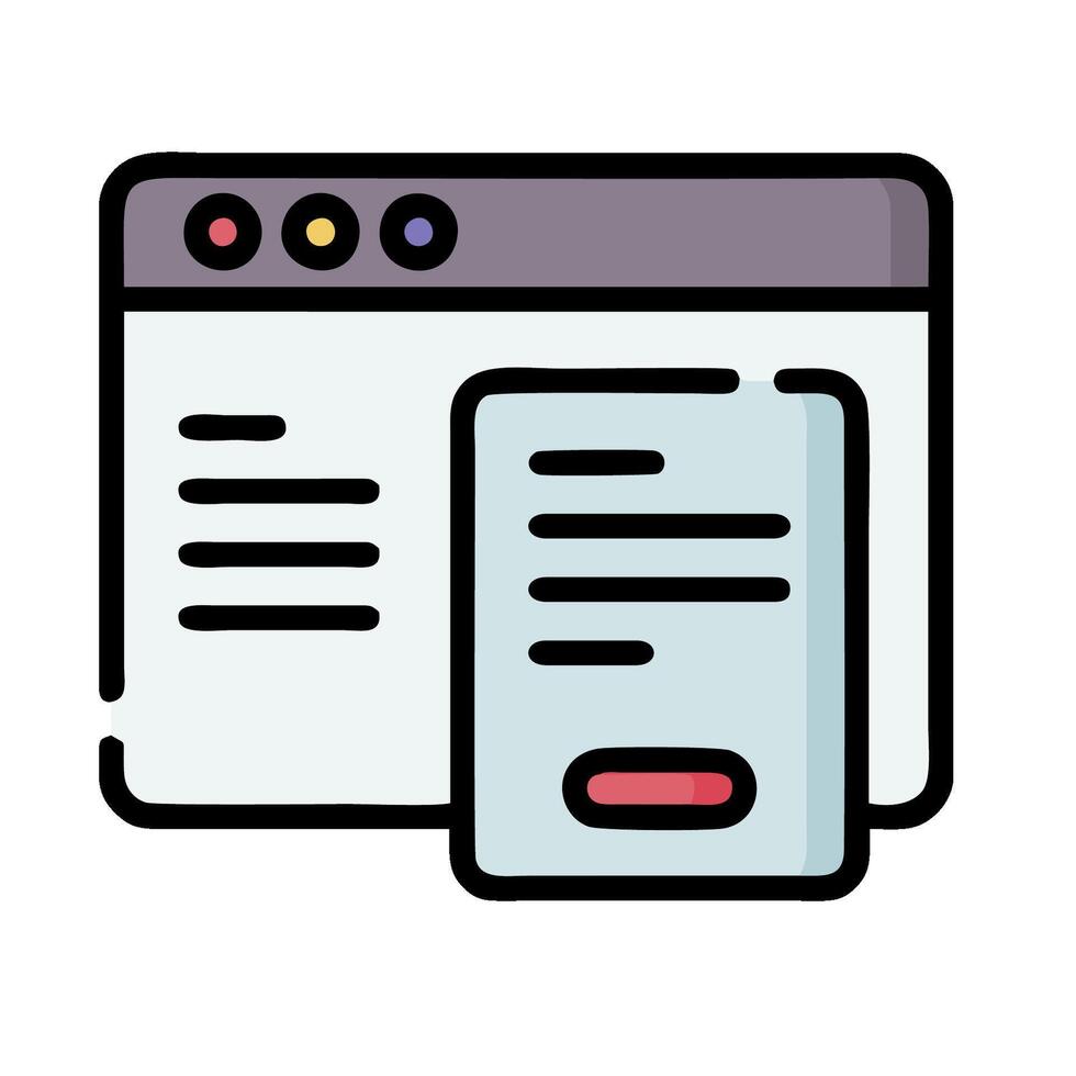 A computer screen with a document and a paper vector