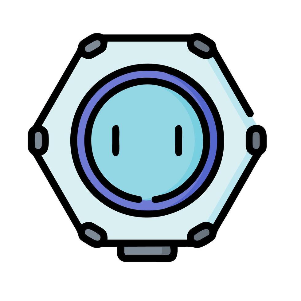 A blue and white button with a smiley face vector