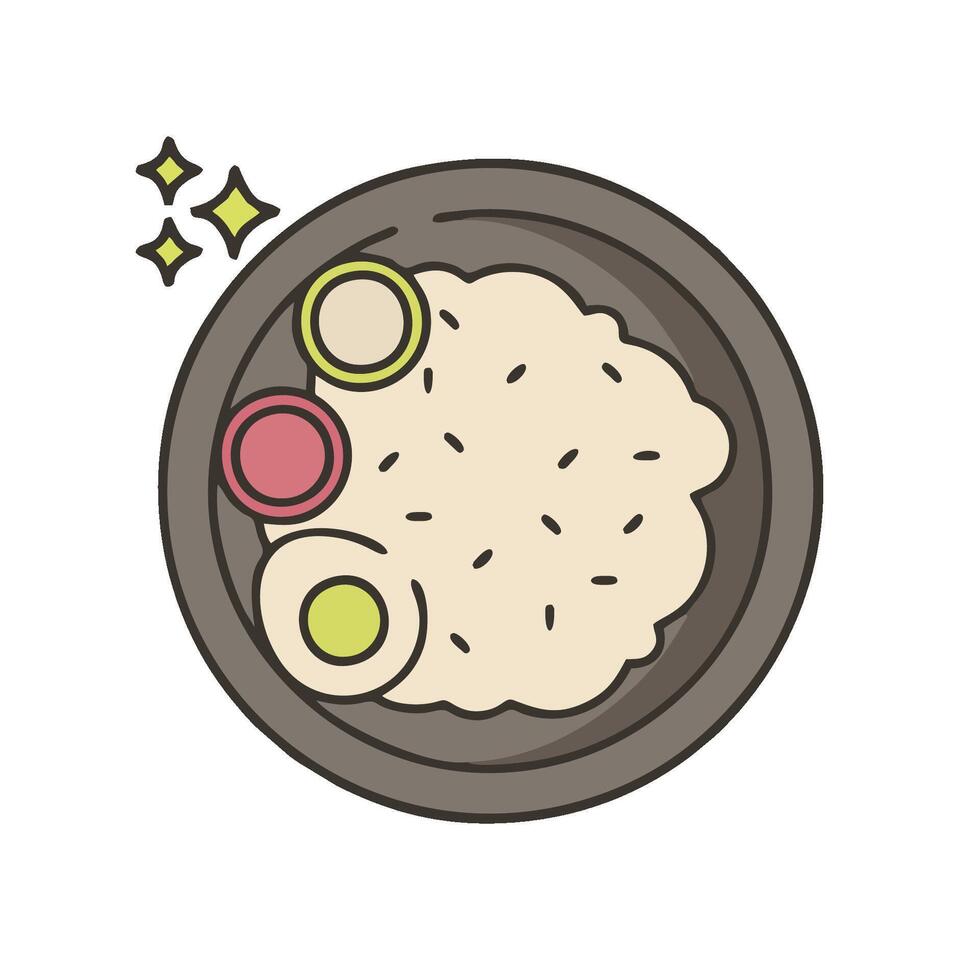 Rice bowl with two pieces of rice and a star vector