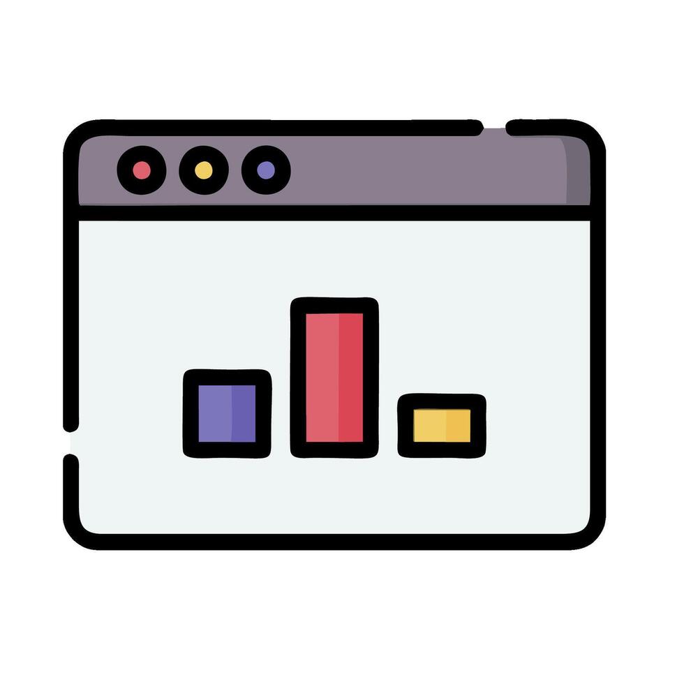 A web page with a bar chart icon vector