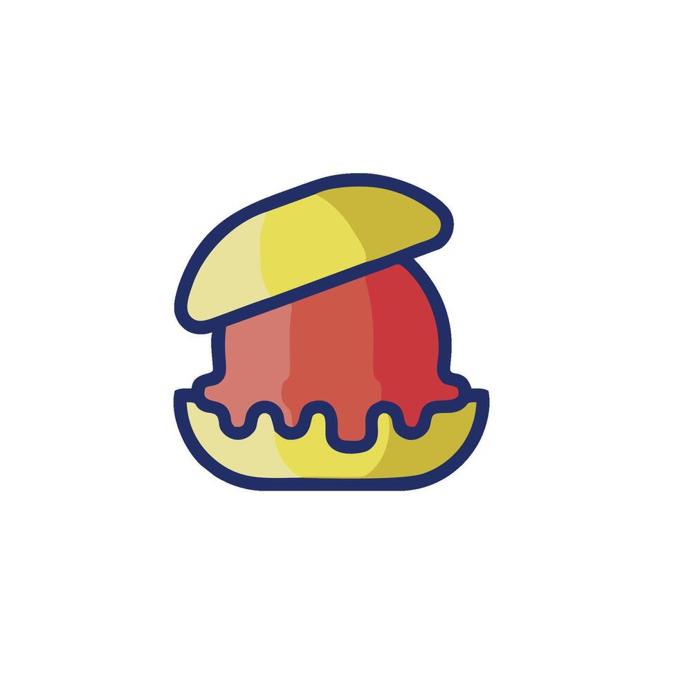 A red and yellow ice cream cone with a red hat vector