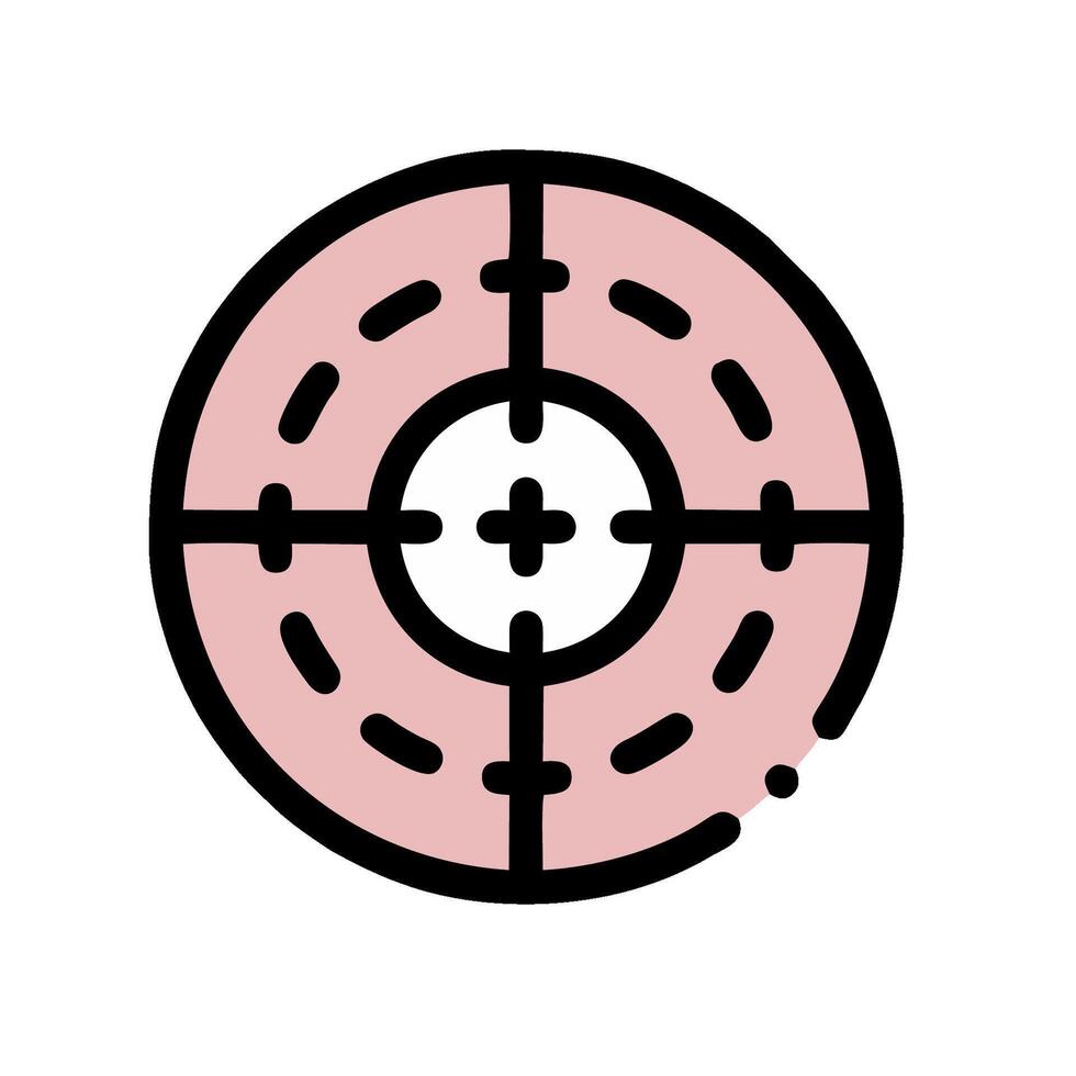A pink and black crosshair icon on a white background vector