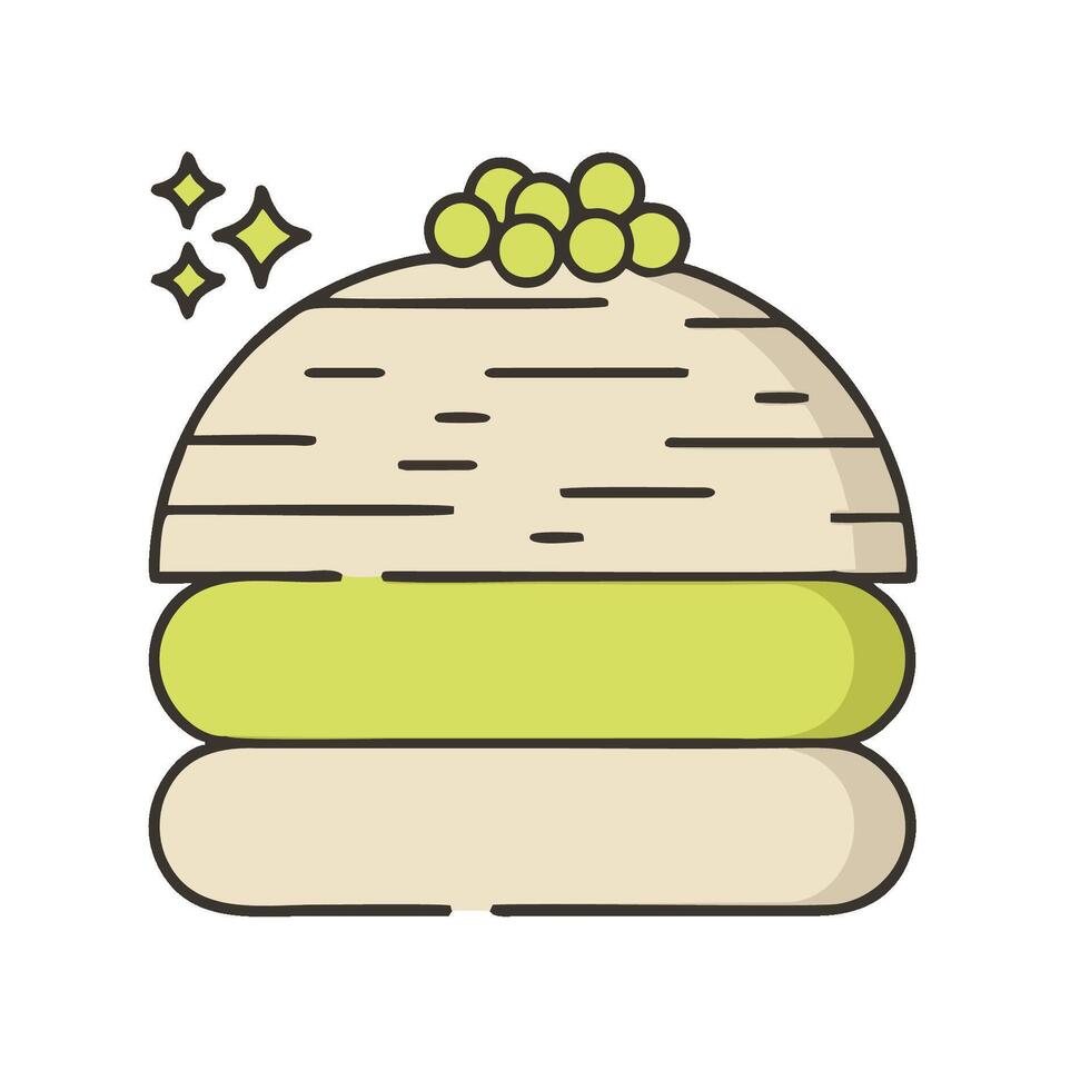 A hamburger with green and yellow toppings vector