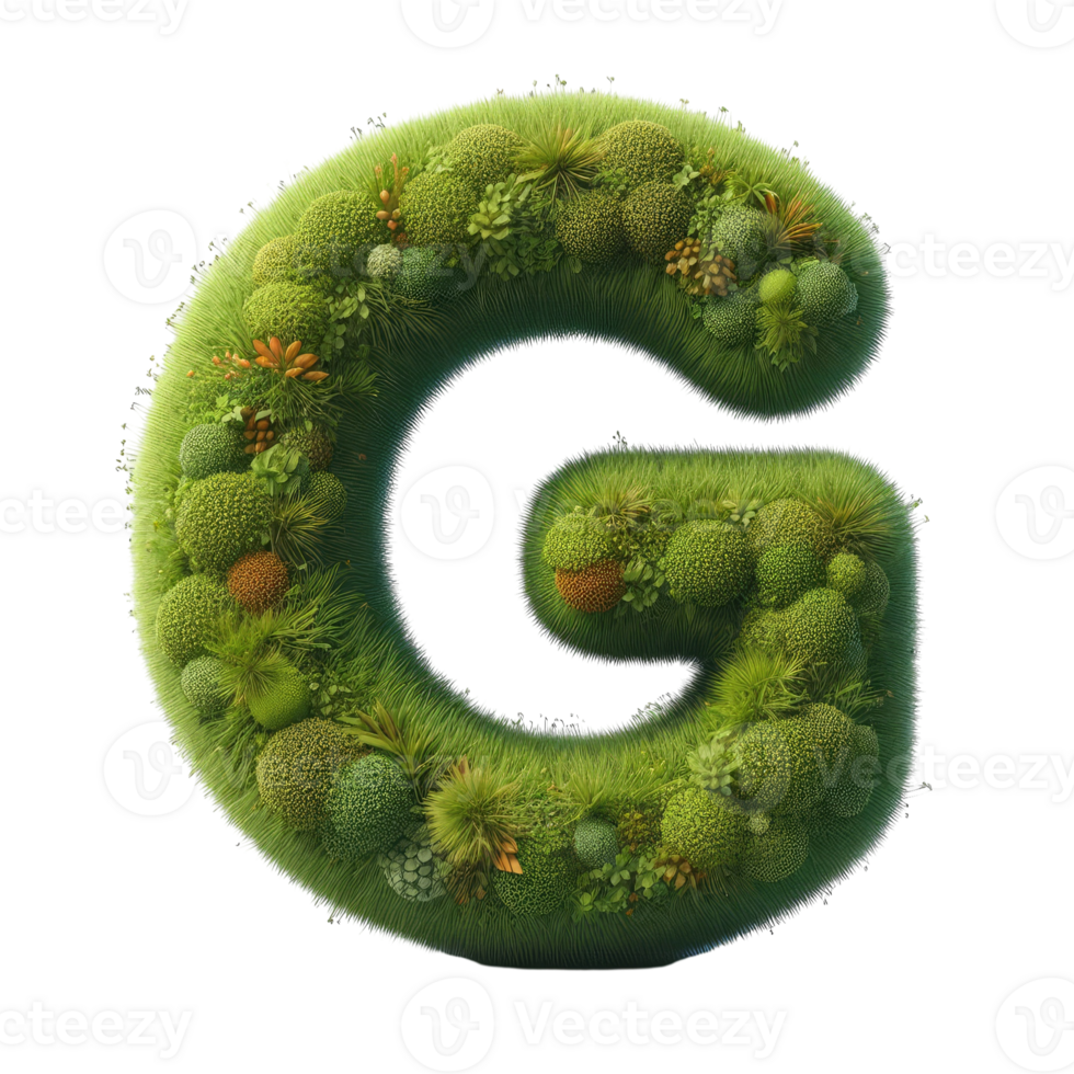 The letter g is made of grass and plants png