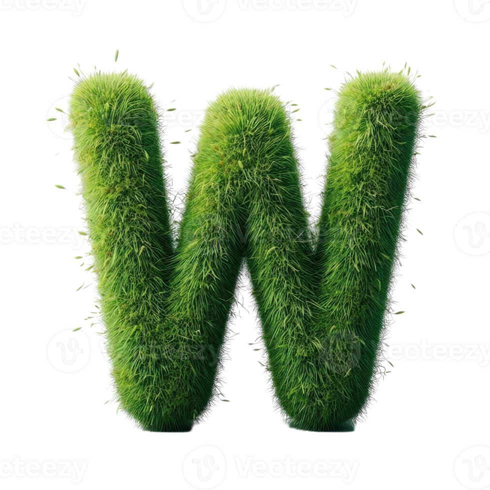 3d grass letter w png
