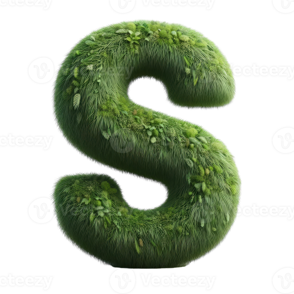 A grassy letter s with leaves png