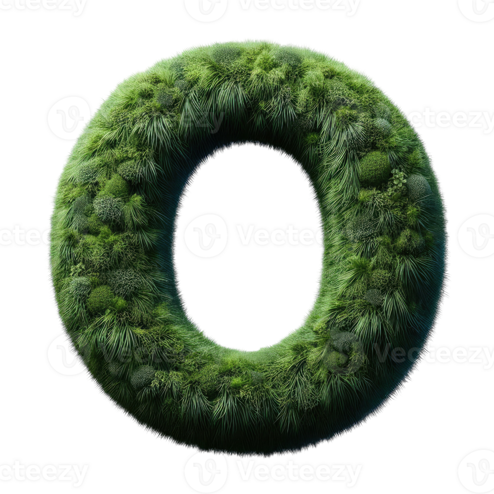 The letter o is made of grass and plants png